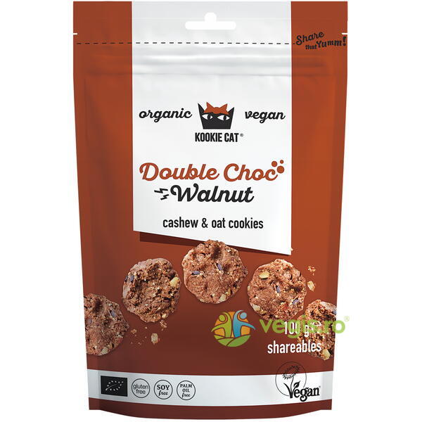 Cookies cu Ciocolata si Nuci fara Gluten Kookie Cat Ecologice/Bio 100g, KOOKIE CAT, VECHITURI, 1, Vegis.ro