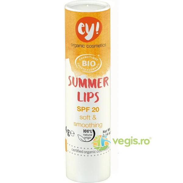 Balsam de Buze Summer Lips cu Protectie Solara SPF20 Bio 4g, ECO COSMETICS, Machiaje naturale, 1, Vegis.ro
