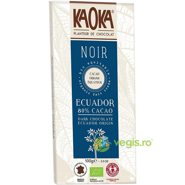 Ciocolata Neagra cu 80% Cacao Ecuador Ecologica/Bio 100g, KAOKA, Ciocolata, 1, Vegis.ro
