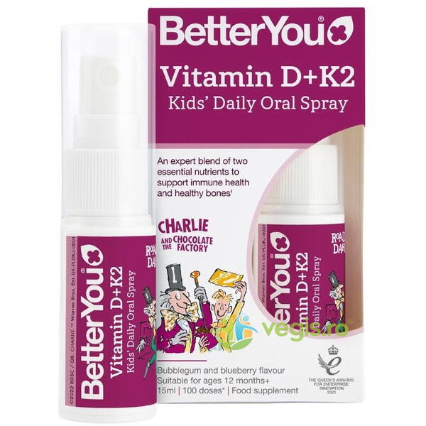 Vitamina D+K2 Kids Spray Oral 15ml, BETTERYOU, Suplimente Lichide, 4, Vegis.ro