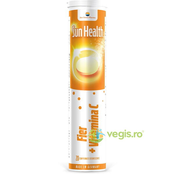 Fier + Vitamina C Sun Health 20cpr efervescente, SUN WAVE PHARMA, Vitamine, Minerale & Multivitamine, 1, Vegis.ro