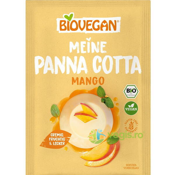 Pudra pentru Panna Cotta cu Mango Ecologica/Bio 38g, BIOVEGAN, Dulciuri sanatoase, 1, Vegis.ro