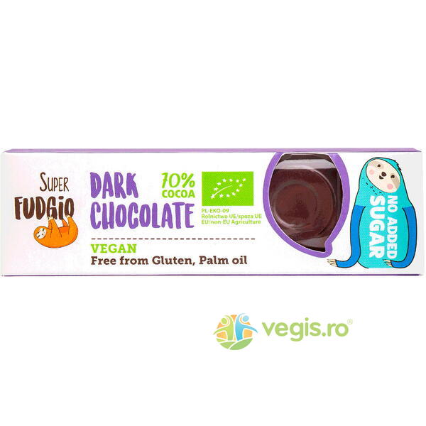 Baton de Ciocolata Neagra fara Zahar Adaugat Ecologic/Bio 40g, SUPER FUDGIO, Ciocolata, 2, Vegis.ro
