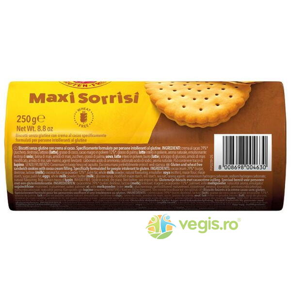 Biscuiti cu Crema de Cacao fara Gluten - Maxi Sorrisi 250g, Schar, Gustari, Saratele, 5, Vegis.ro