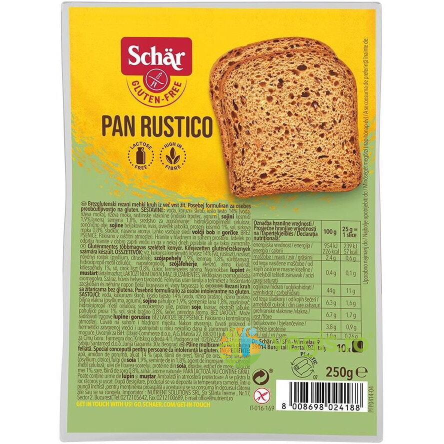 Paine Feliata cu Cereale fara Gluten – Pan Rustico 250g 250g Alimentare