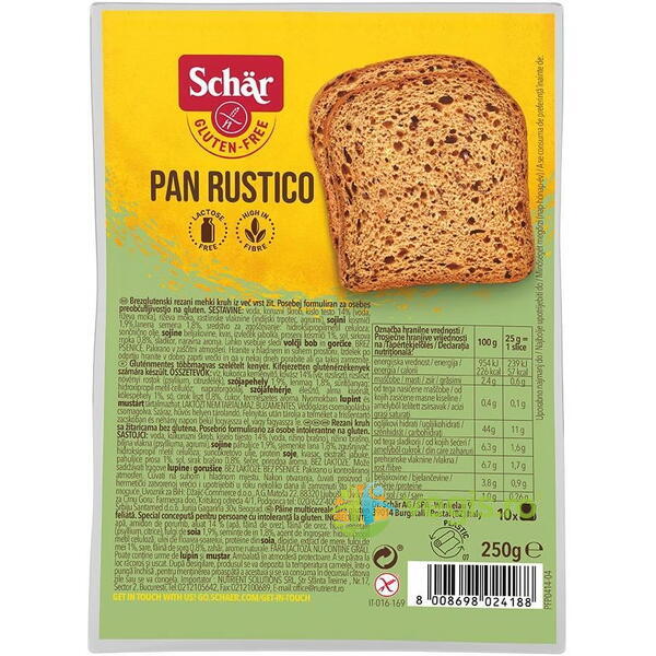 Paine Feliata cu Cereale fara Gluten - Pan Rustico 250g, Schar, Gustari, Saratele, 3, Vegis.ro