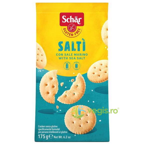 Biscuiti Sarati fara Gluten Salti 175g, Schar, Gustari, Saratele, 5, Vegis.ro