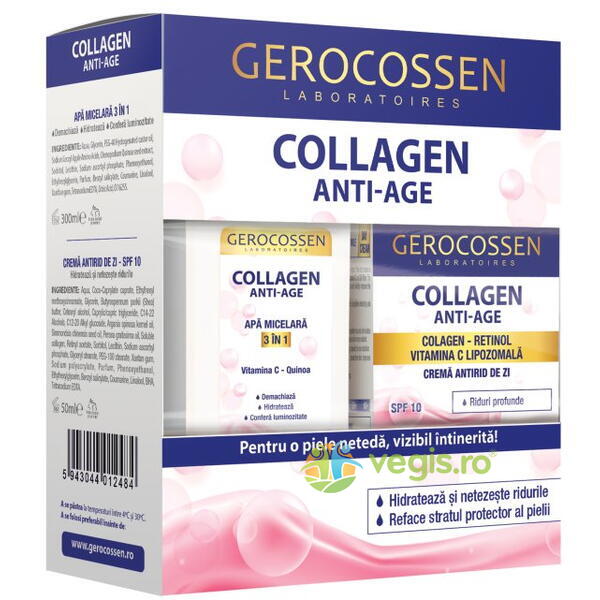 Set Collagen Apa Micelara 300ml + Crema Antirid de Zi 50ml, GEROCOSSEN, Cosmetice ten, 1, Vegis.ro