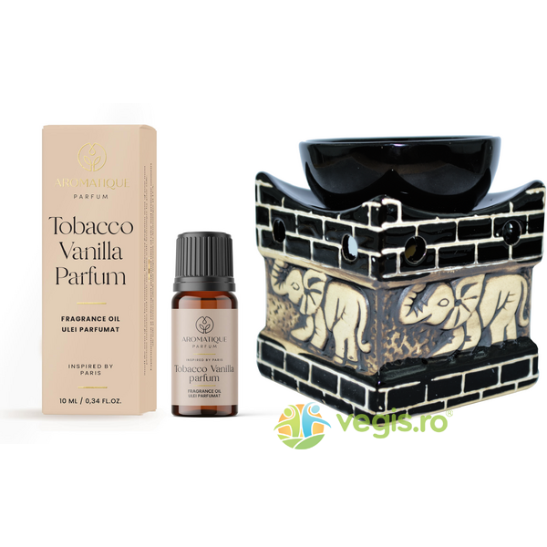 Set Ulei Parfumat Tabaco Vanilla 10ml AROMATIQUE + Suport Mare pentru Ulei Aromat Elefant BISPOL, VEGIS, Aromaterapie, 1, Vegis.ro