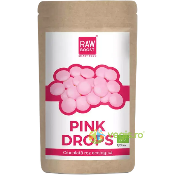 Pink Drops Ciocolata Roz Ecologica/Bio 90g, RAWBOOST, Dulciuri & Indulcitori Naturali, 1, Vegis.ro
