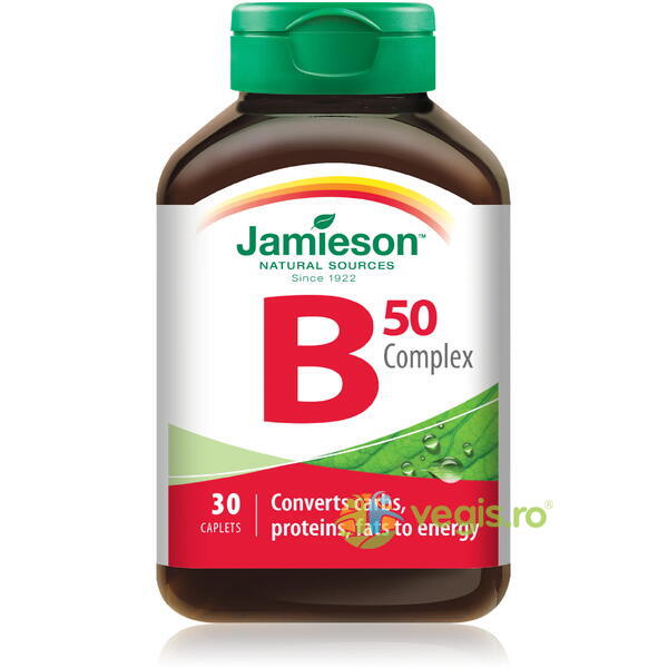 Complex de Vitamina B 50mg 30cpr, JAMIESON, Vitamine, Minerale & Multivitamine, 1, Vegis.ro
