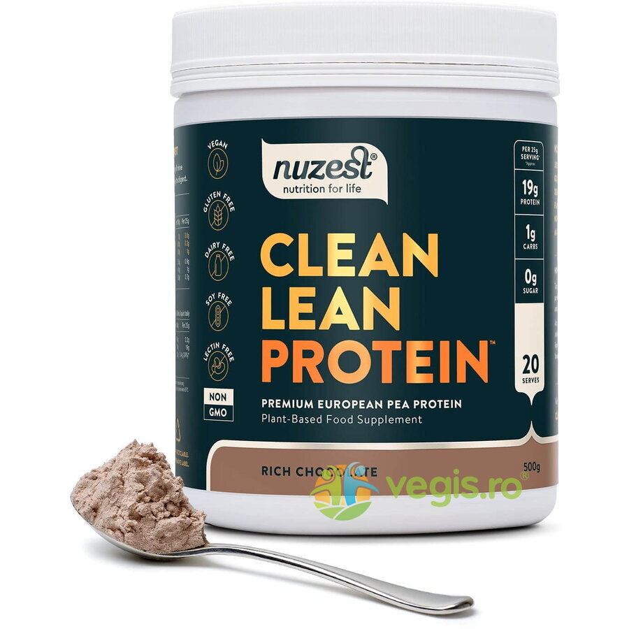 Proteina Vegetala Clean Lean Protein – Rich Chocolate 500g 500g Pulberi & Pudre