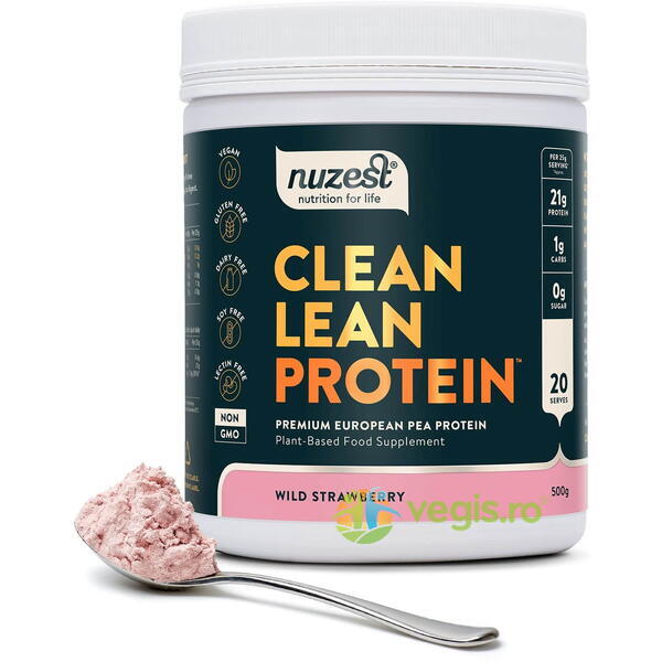 Proteina Vegetala Clean Lean Protein - Wild Strawberry 500g, NUZEST, Pulberi & Pudre, 2, Vegis.ro