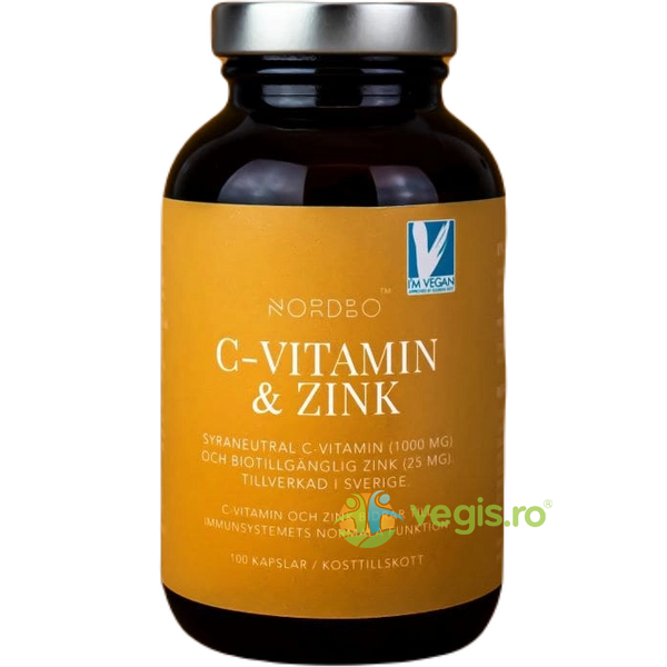 Vitamina C si  Zinc 100cps, NORDBO, Vitamine, Minerale & Multivitamine, 1, Vegis.ro