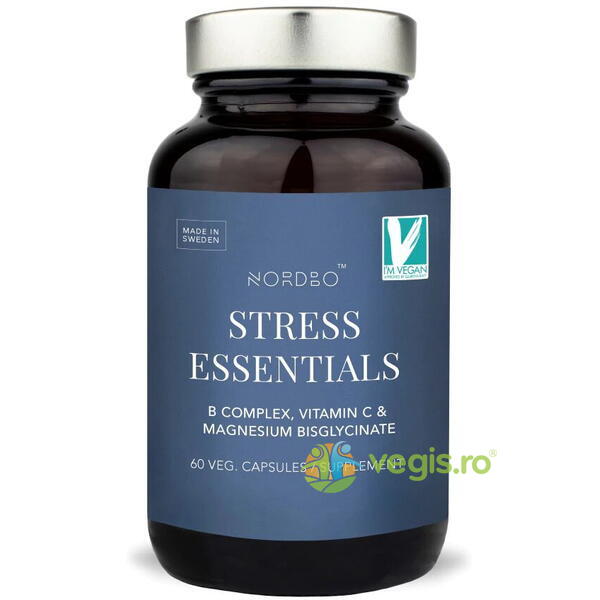 Stress Essentials B Complex cu Vitamina C si Magneziu 60cps, NORDBO, Vitamine, Minerale & Multivitamine, 1, Vegis.ro