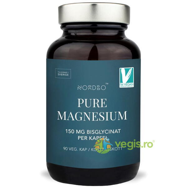 Pure Magnesium (Bisglicinat de Magneziu) Vegan 90cps, NORDBO, Vitamine, Minerale & Multivitamine, 1, Vegis.ro