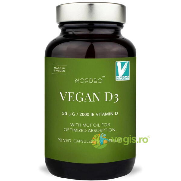 Vitamina D3 Vegana (2000UI) 90cps, NORDBO, Vitamine, Minerale & Multivitamine, 1, Vegis.ro