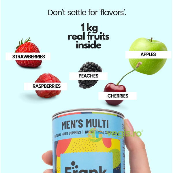 Jeleuri din Fructe (Fructe de Padure si Mar) Fortificate cu Vitamine si Minerale Men's Multi 200g, FRANK -FRUITIES, Capsule, Comprimate, 5, Vegis.ro