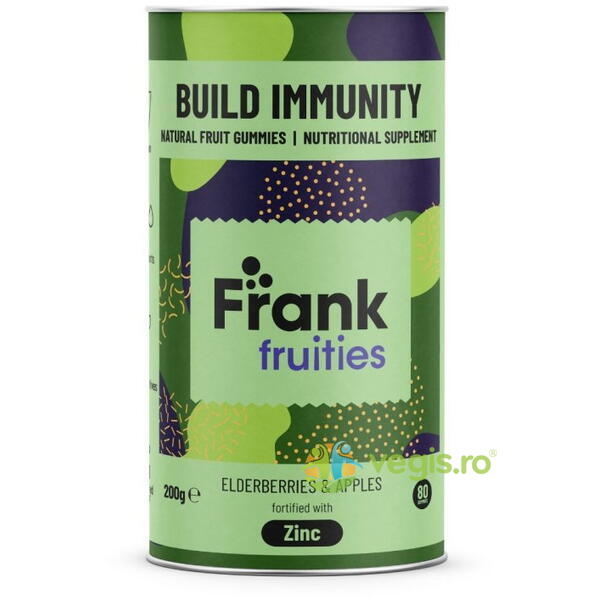 Jeleuri din Fructe (Mar si Soc) Fortificate cu Zinc Bulid Immunity 200g, FRANK -FRUITIES, Capsule, Comprimate, 4, Vegis.ro