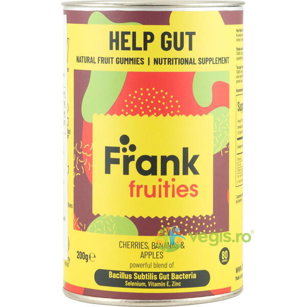 Jeleuri din Fructe (Cirese, Banane si Mar) Fortificate cu Probiotice Help Gut 200g, FRANK -FRUITIES, Capsule, Comprimate, 1, Vegis.ro