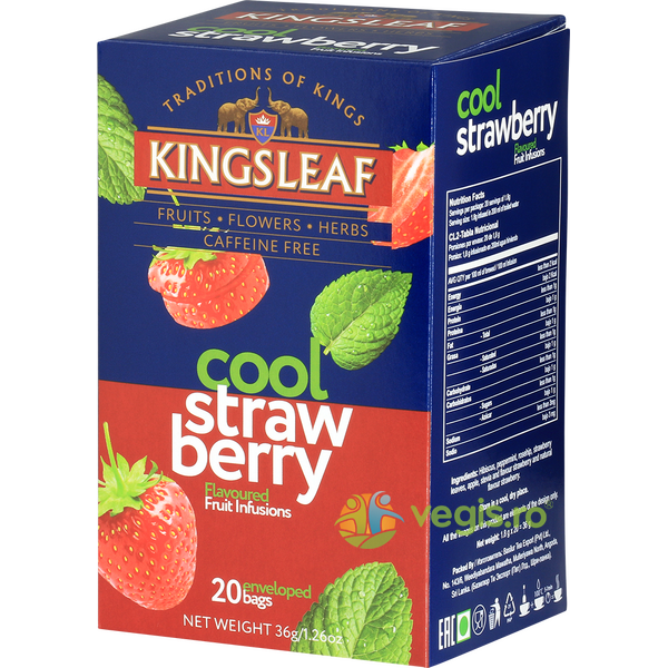 Ceai Infuzie de Fructe Cool Strawberry 20dz Kingsleaf, Basilur Tea, Ceaiuri doze, 3, Vegis.ro
