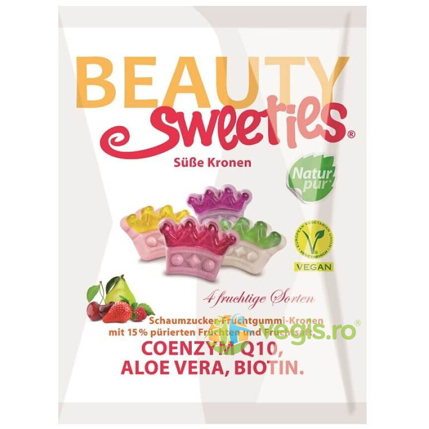 Jeleuri Gumate Coronite cu 15% Piure si Suc de Fructe Coenzima Q10 si Biotina 125g BEAUTY SWEETIES