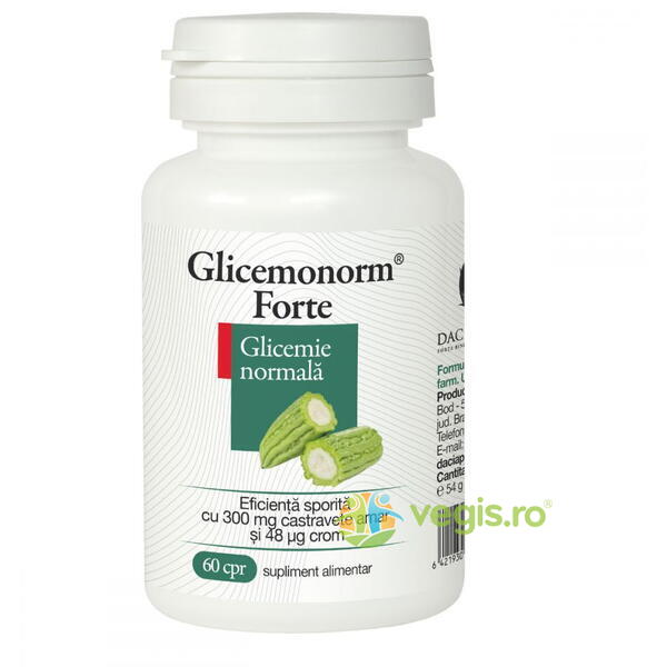 Glicemonorm Forte 60cpr, DACIA PLANT, Capsule, Comprimate, 1, Vegis.ro