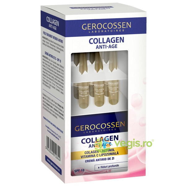 Set Collagen Anti-Age 6 fiole x 2ml + Crema Antirid de Zi 50ml, GEROCOSSEN, Cosmetice ten, 1, Vegis.ro