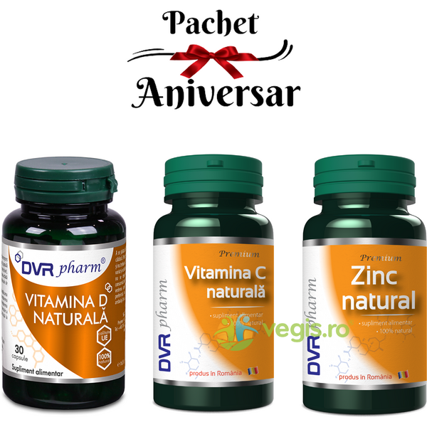 Pachet Vitamina D Naturala 30cps + Vitamina C Naturala 30cps + Zinc Natural 30cps Dvr Pharm, DVR PHARM, Remedii Capsule, Comprimate, 1, Vegis.ro