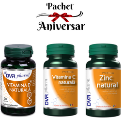 Pachet Vitamina D Naturala 30cps + Vitamina C Naturala 30cps + Zinc Natural 30cps Dvr Pharm
