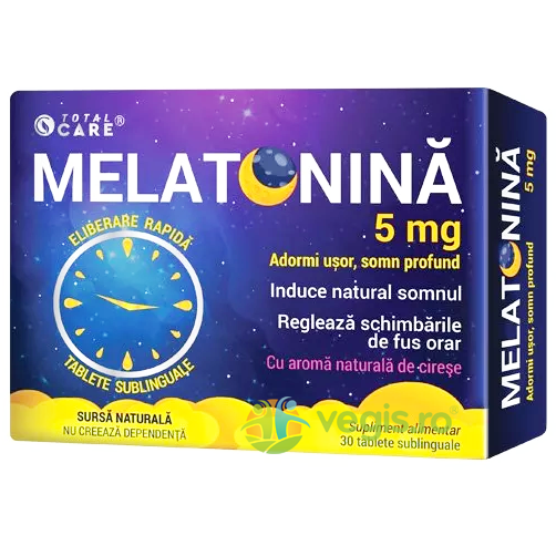 Melatonina 5mg Total Care 30tb, COSMOPHARM, Capsule, Comprimate, 2, Vegis.ro