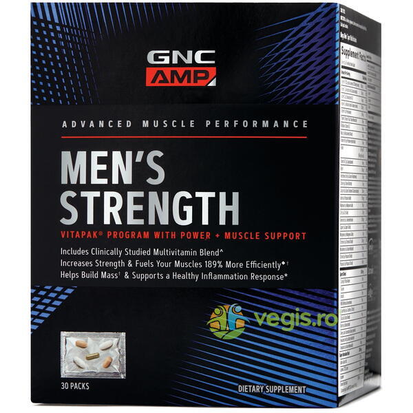 Formula pentru Cresterea Masei Musculare Amp Men's Strength 30buc, GNC, Capsule, Comprimate, 3, Vegis.ro