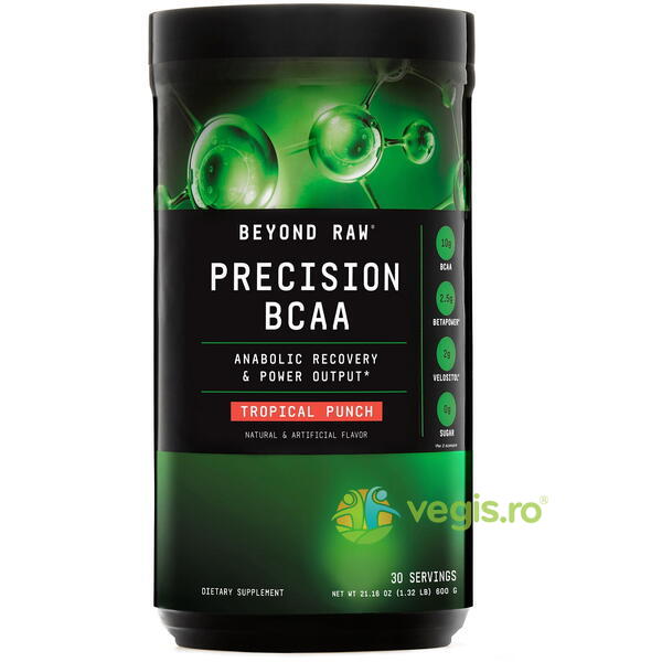BCAA Aminoacizi cu Aroma de Fructe Tropicale Beyond Raw Precision 600g, GNC, Pulberi & Pudre, 2, Vegis.ro