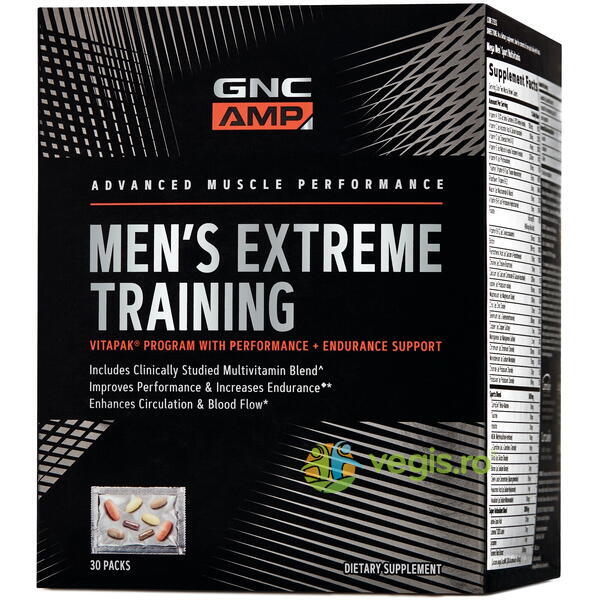 Program Vitapak pentru Performanta si Anduranta Amp Men's Extreme Training 30buc, GNC, Capsule, Comprimate, 3, Vegis.ro