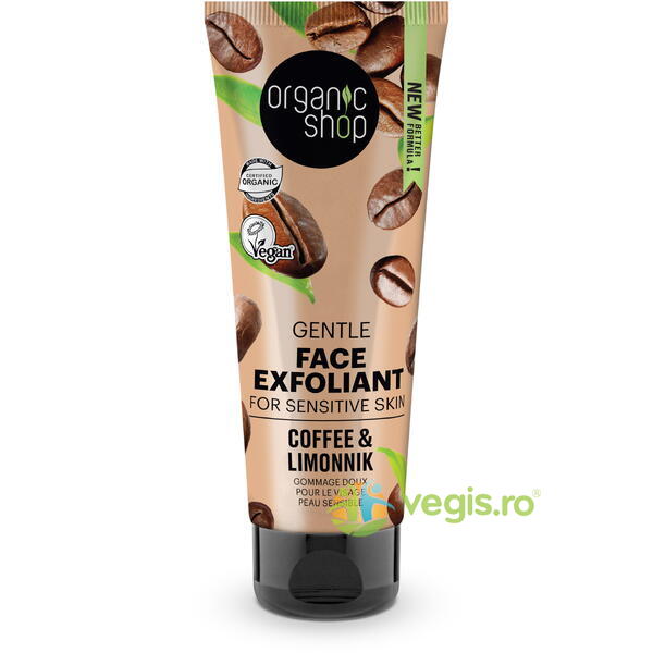 Exfoliant Facial pentru Ten Sensibil cu Extract de Cafea si Schisandra 75ml, ORGANIC SHOP, Cosmetice ten, 1, Vegis.ro