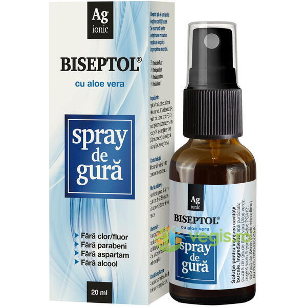 BiSeptol Spray de Gura cu Aloe Vera 20ml Cadou, VEGIS, Igiena bucala, 1, Vegis.ro