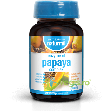Enzymes Papaya Complex 90cpr, DIETMED-NATURMIL, Remedii Capsule, Comprimate, 1, Vegis.ro