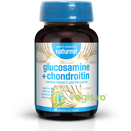 Glucosamine + Chondroitin (Glucozamina + Condroitina) 60cps moi, DIETMED-NATURMIL, Capsule, Comprimate, 1, Vegis.ro