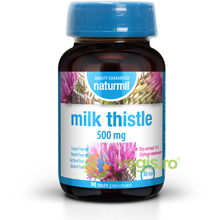 Milk Thistle 500mg Naturmil 90cpr, DIETMED, Remedii Capsule, Comprimate, 1, Vegis.ro
