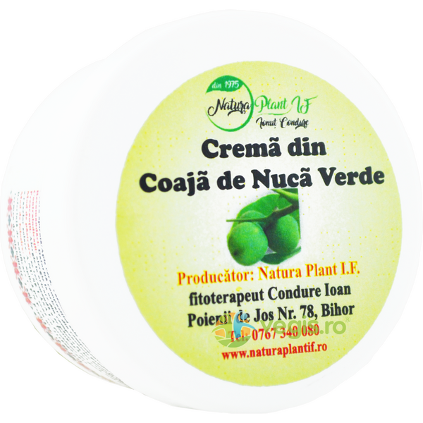 Crema din Coaja de Nuca Verde 50ml, NATURA PLANT, Unguente, Geluri Naturale, 1, Vegis.ro