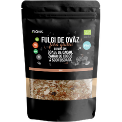 Fulgi de Ovaz Fini fara Gluten cu Miez din Boabe de Cacao, Zahar de Cocos si Scortisoara Ecologici/Bio 200g NIAVIS