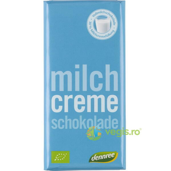 Ciocolata cu Lapte si Crema de Lapte Ecologica/Bio 100g, DENNREE, Ciocolata, 1, Vegis.ro