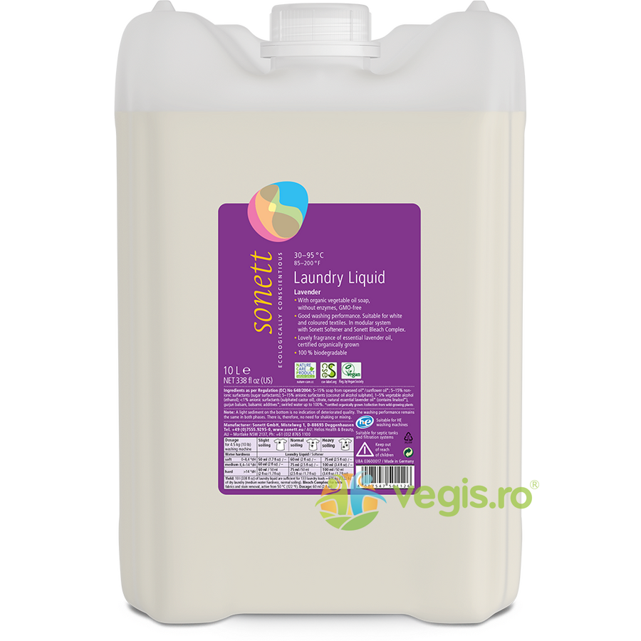 Detergent Lichid pentru Rufe Albe si Colorate cu Lavanda Ecologic/Bio 10L