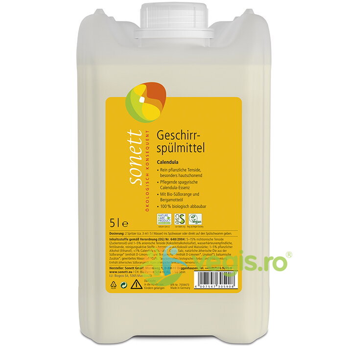 Detergent pentru Spalat Vase cu Galbenele Ecologic/Bio 5L