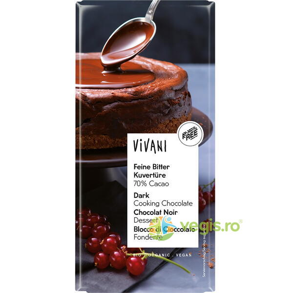 Ciocolata Cuvertura Amaruie Ecologica/Bio 200g, VIVANI, Ciocolata, 1, Vegis.ro