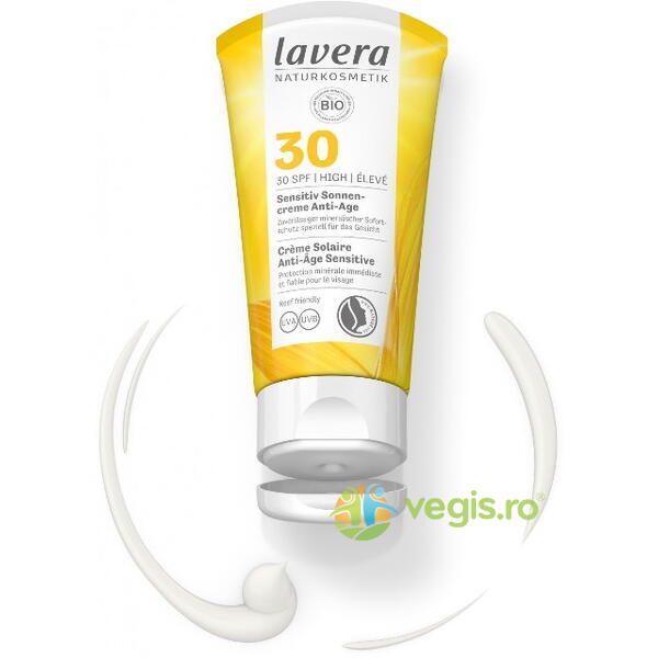 Crema Antirid Protectie Solara SPF 30 pentru Piele Sensibila 50ml, LAVERA, Cosmetice ten, 3, Vegis.ro