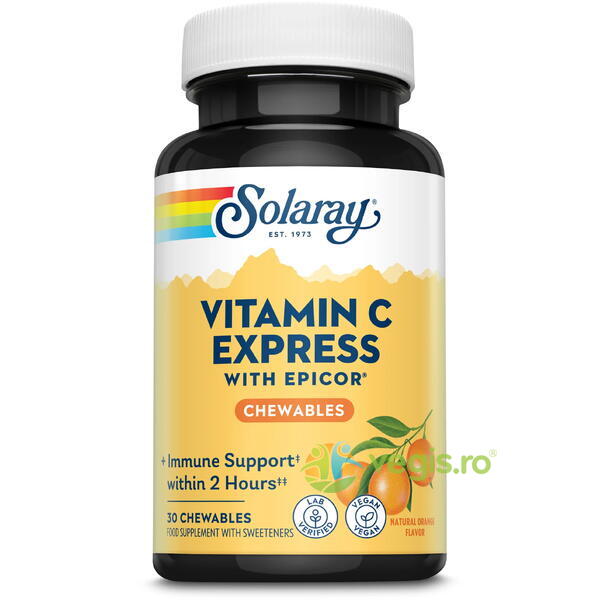 Vitamin C Express 30tb masticabile, SOLARAY, Vitamina C, 1, Vegis.ro