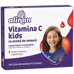 Vitamina C pentru Copii cu Aroma de Zmeura Alinan 20cpr masticabile FITERMAN PHARMA