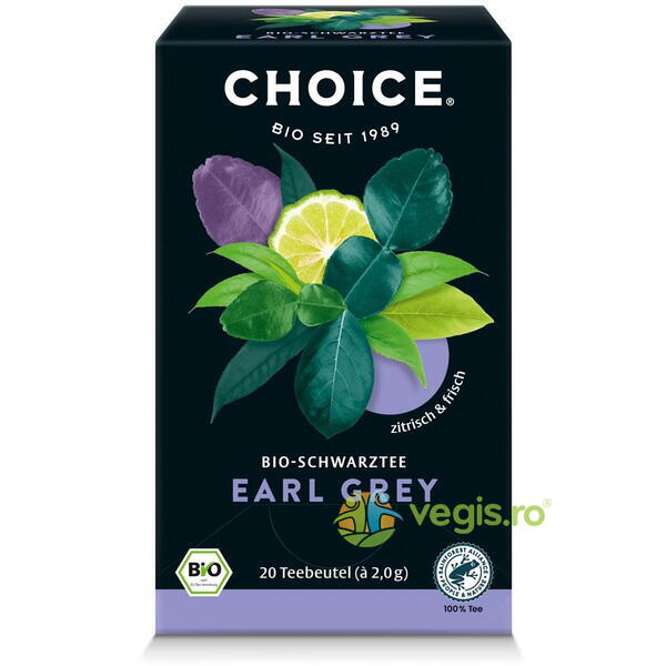 Ceai Negru Earl Grey Ecologic/Bio 20dz, CHOICE, Ceaiuri doze, 1, Vegis.ro