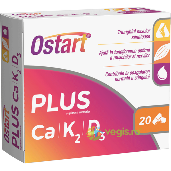 Ostart Plus Ca+K2+D3 20cpr, FITERMAN PHARMA, Vitamine, Minerale & Multivitamine, 1, Vegis.ro